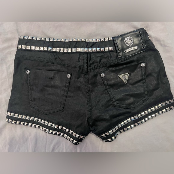 Guess Sudden Black Denim Rock Star Mini Jean Shorts X Asap Rocky 25 - Picture 2 of 13